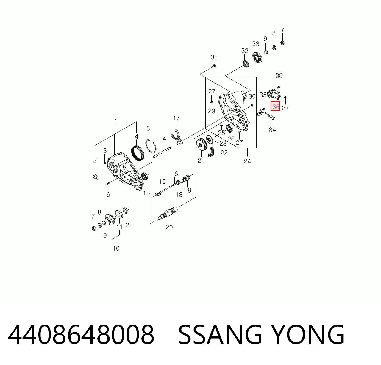4408648008 Ssang Yong Двигатель управления раздаточной коробкой
