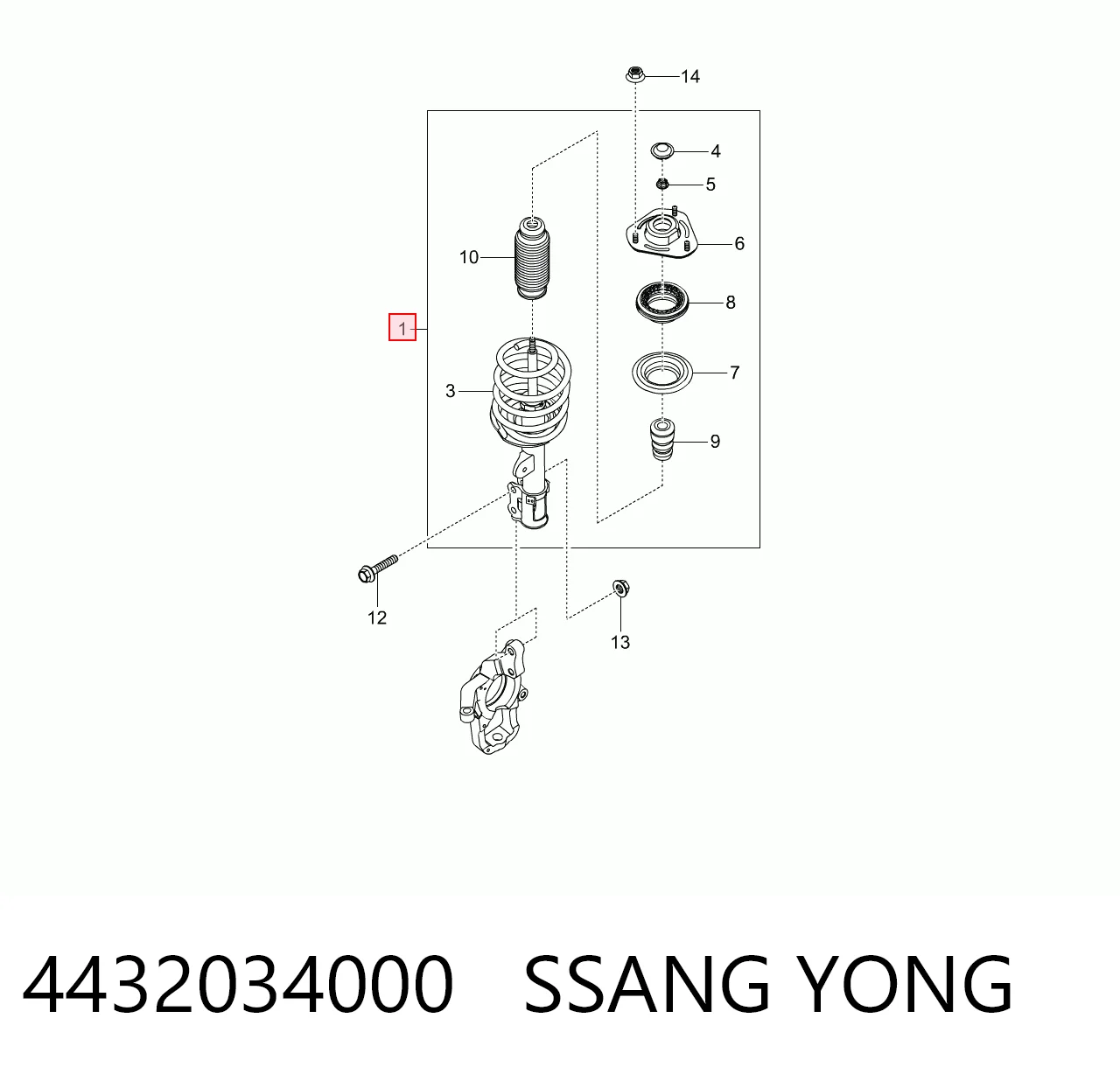 Купить PJDFR010 Parts-Mall Амортизатор подвески передний правый