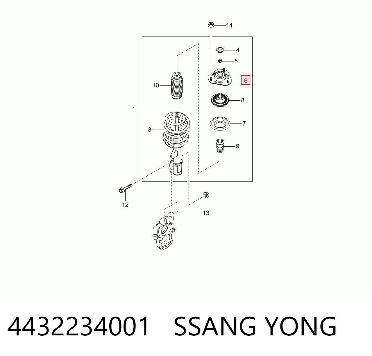 4432234001 Ssang Yong Подушка амортизатора переднего