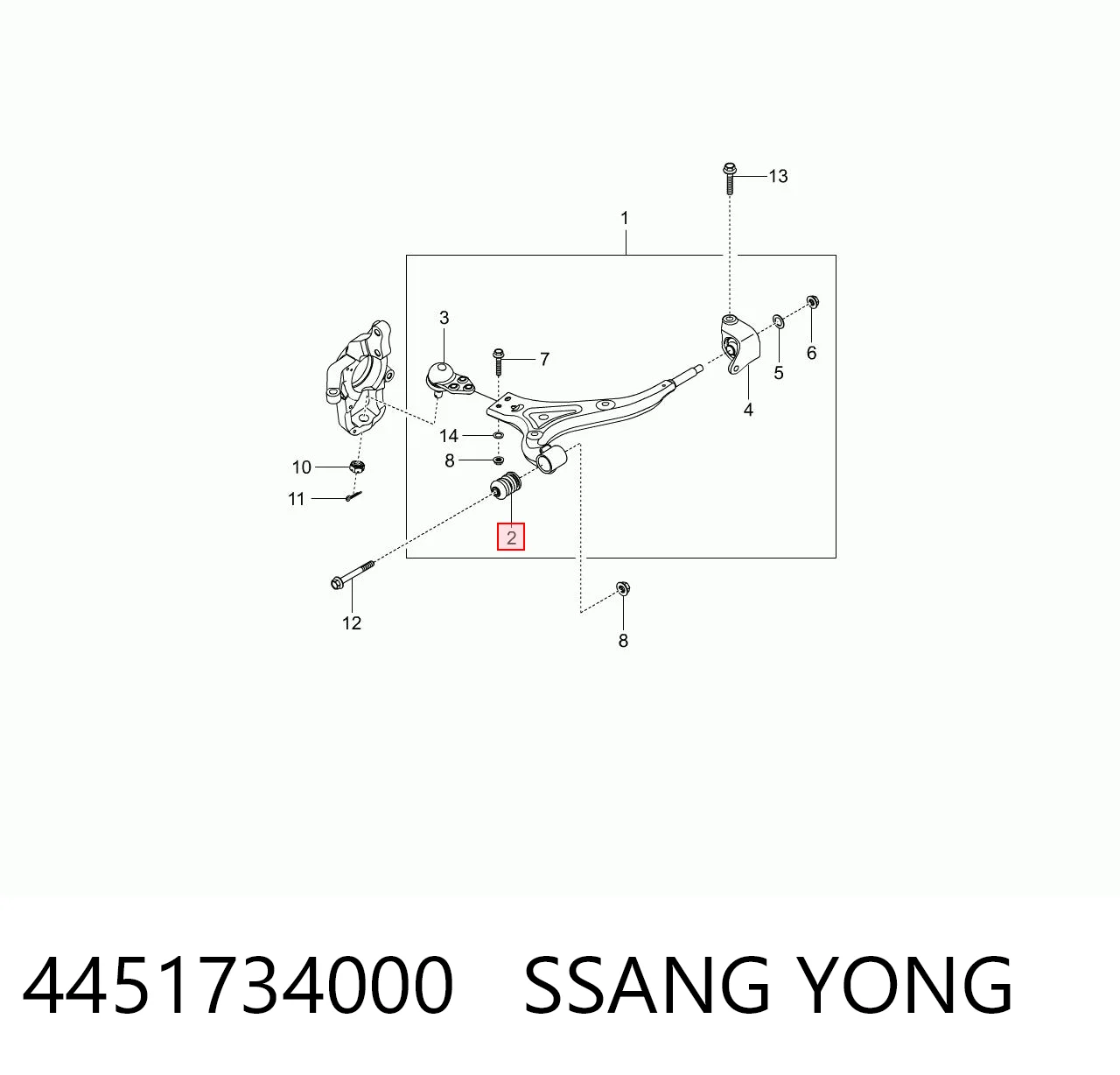 4451734000 Ssang Yong Сайлентблок нижнего переднего рычага