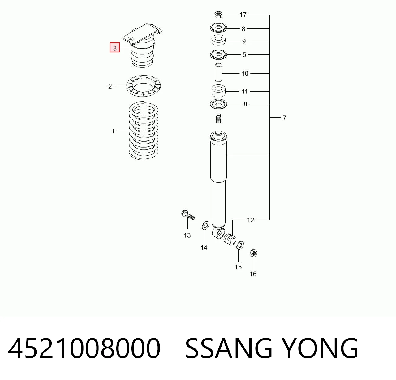 4521008000 Hyundai/Kia Буфер амортизатора заднего