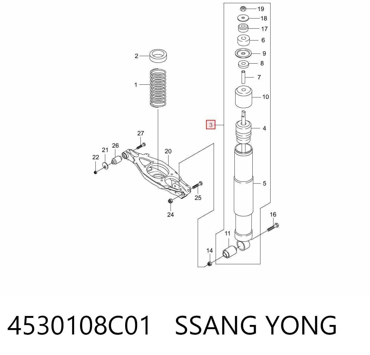 4530108C01 Ssang Yong Амортизаторы задние