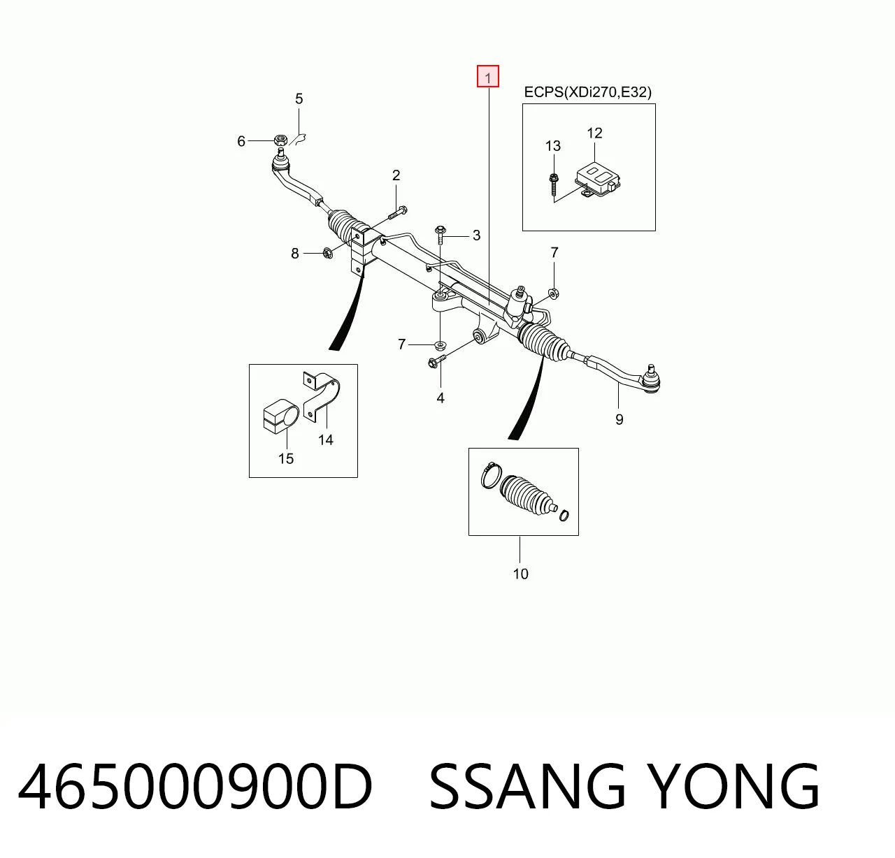 Рулевая рейка 465000900D Hyundai/Kia