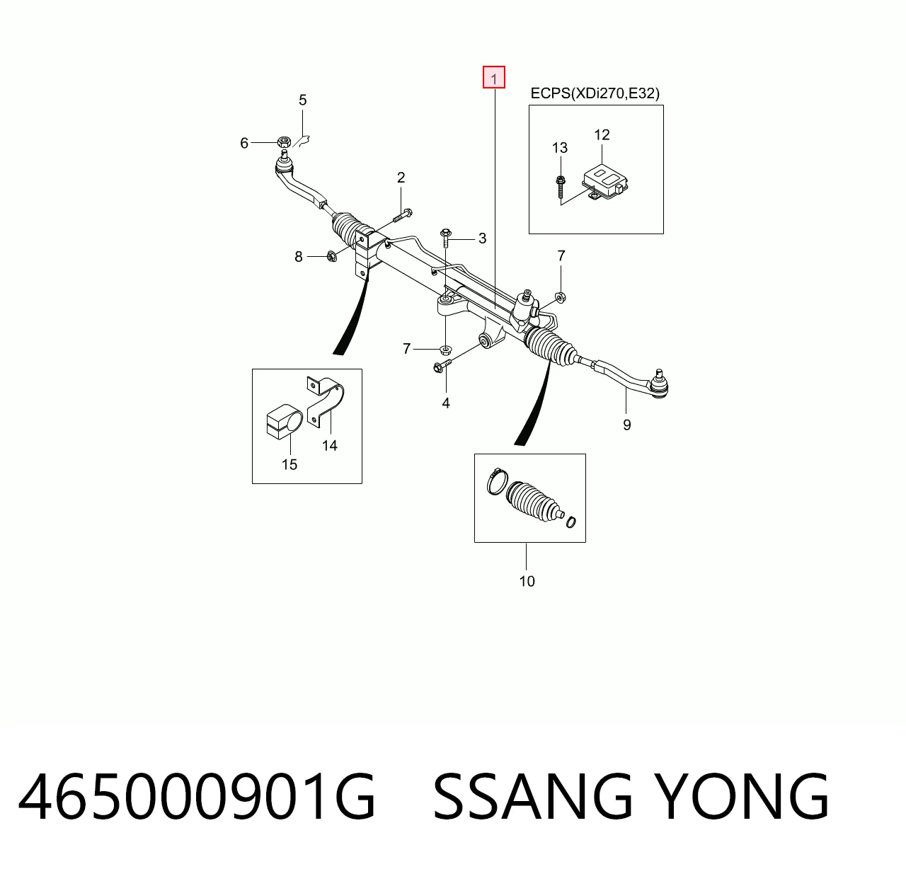 465000901G Ssang Yong Управление рулевое в сборе
