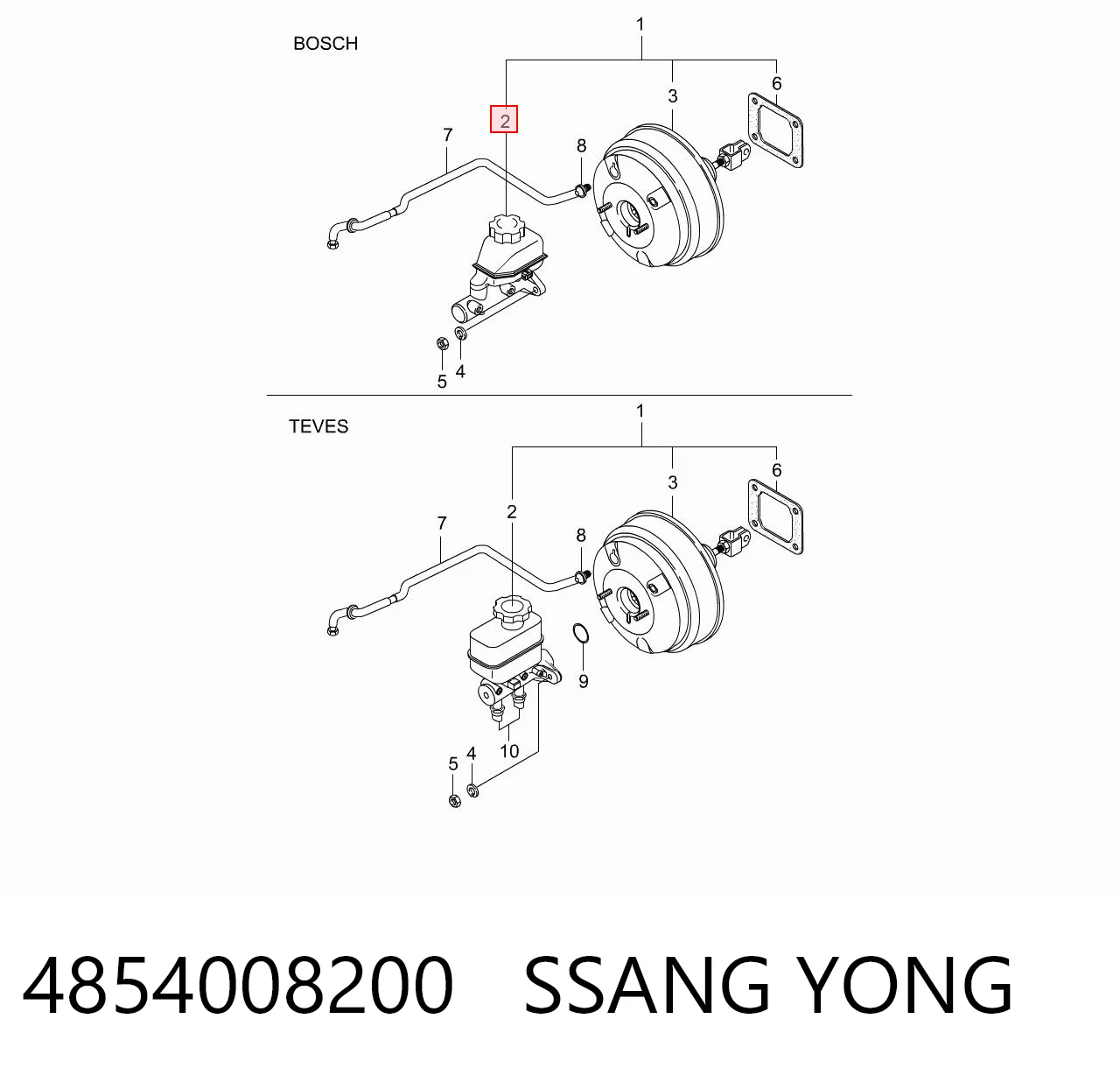 4854008200 Ssang Yong Ремкомплект главного тормозного цилиндра