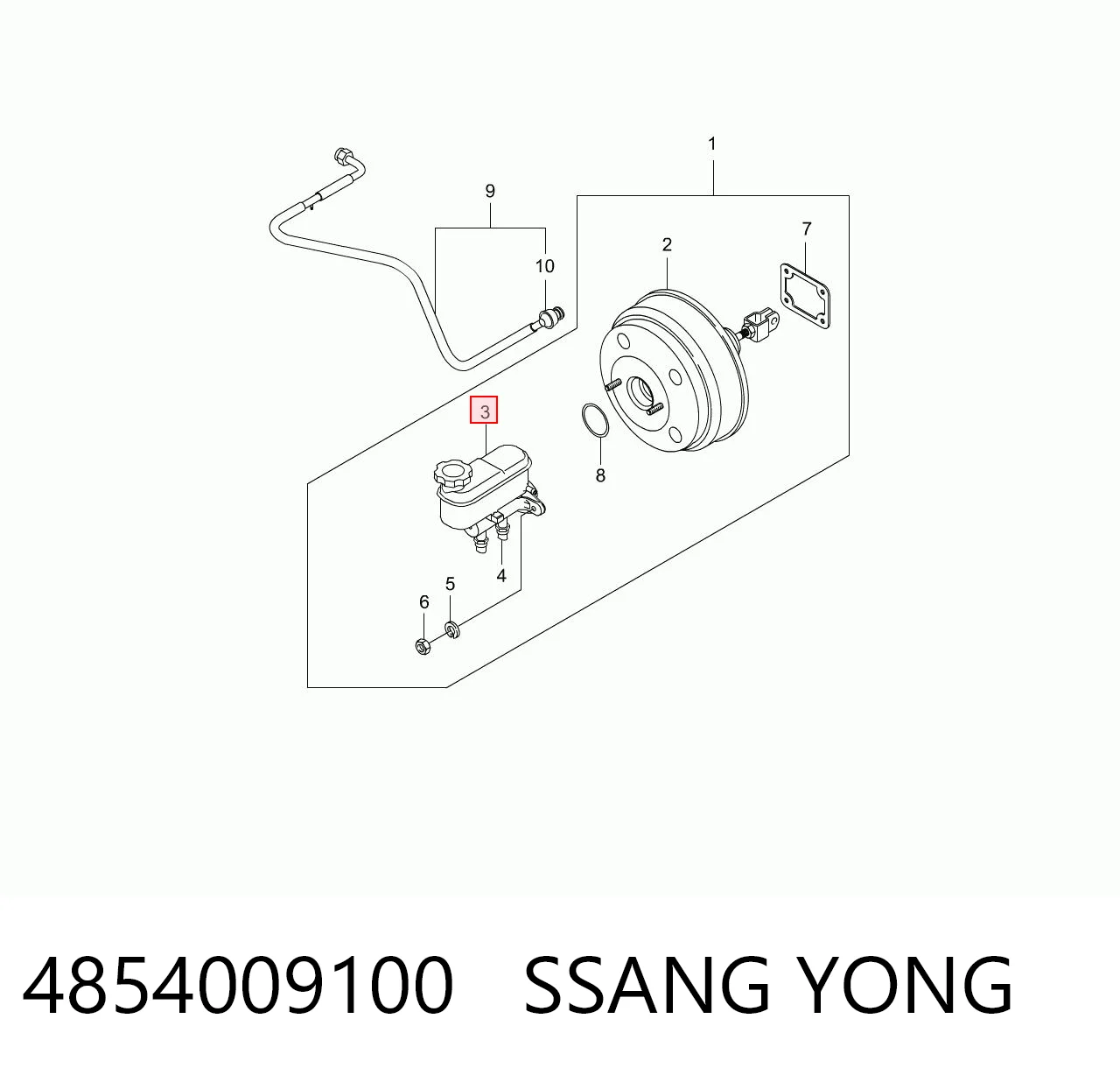 4854009100 Ssang Yong Цилиндр тормозной, главный