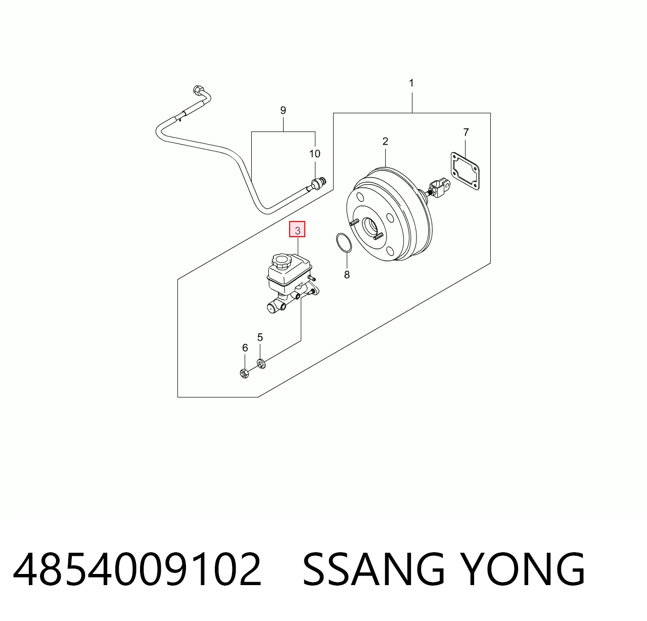 4854009102 Ssang Yong Цилиндр тормозной, главный