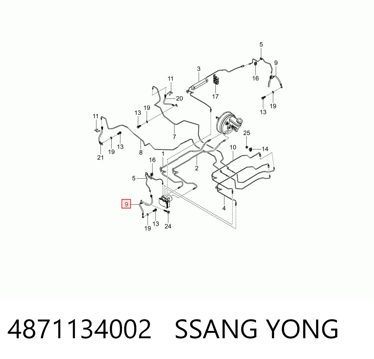 4871134002 Ssang Yong Шланг тормозной передний правый