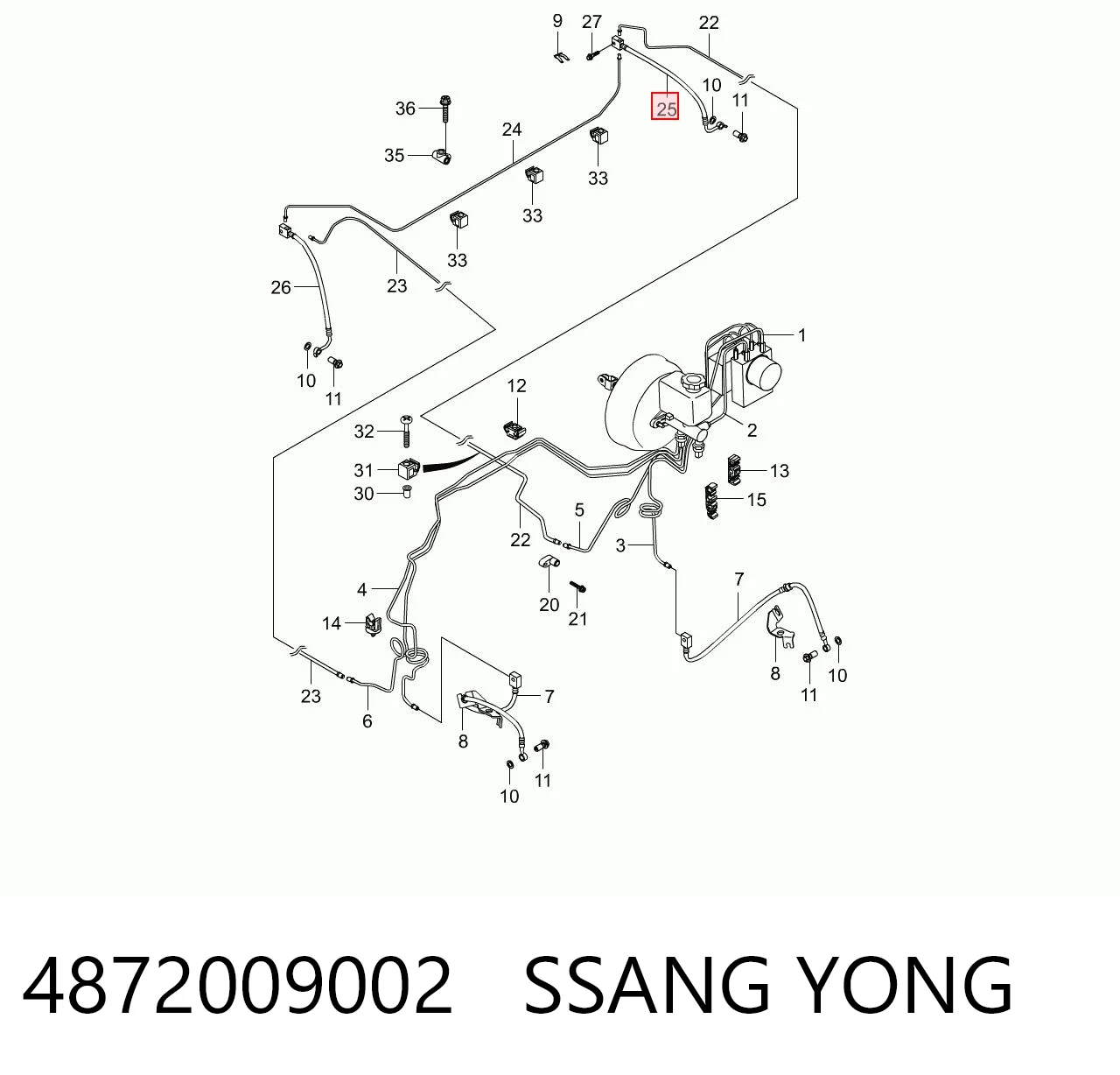 Шланг тормозной задний, левый Ssang Yong 4872009002 цена, от 15.92 USD