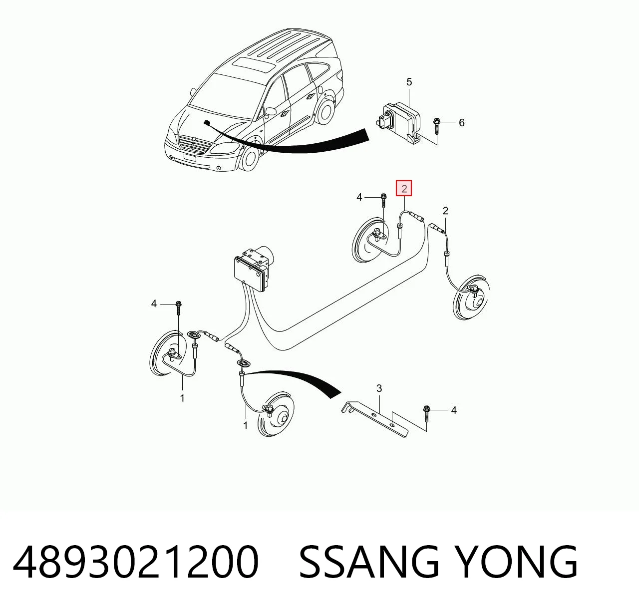 4893021200 Ssang Yong Задний левый датчик АБС
