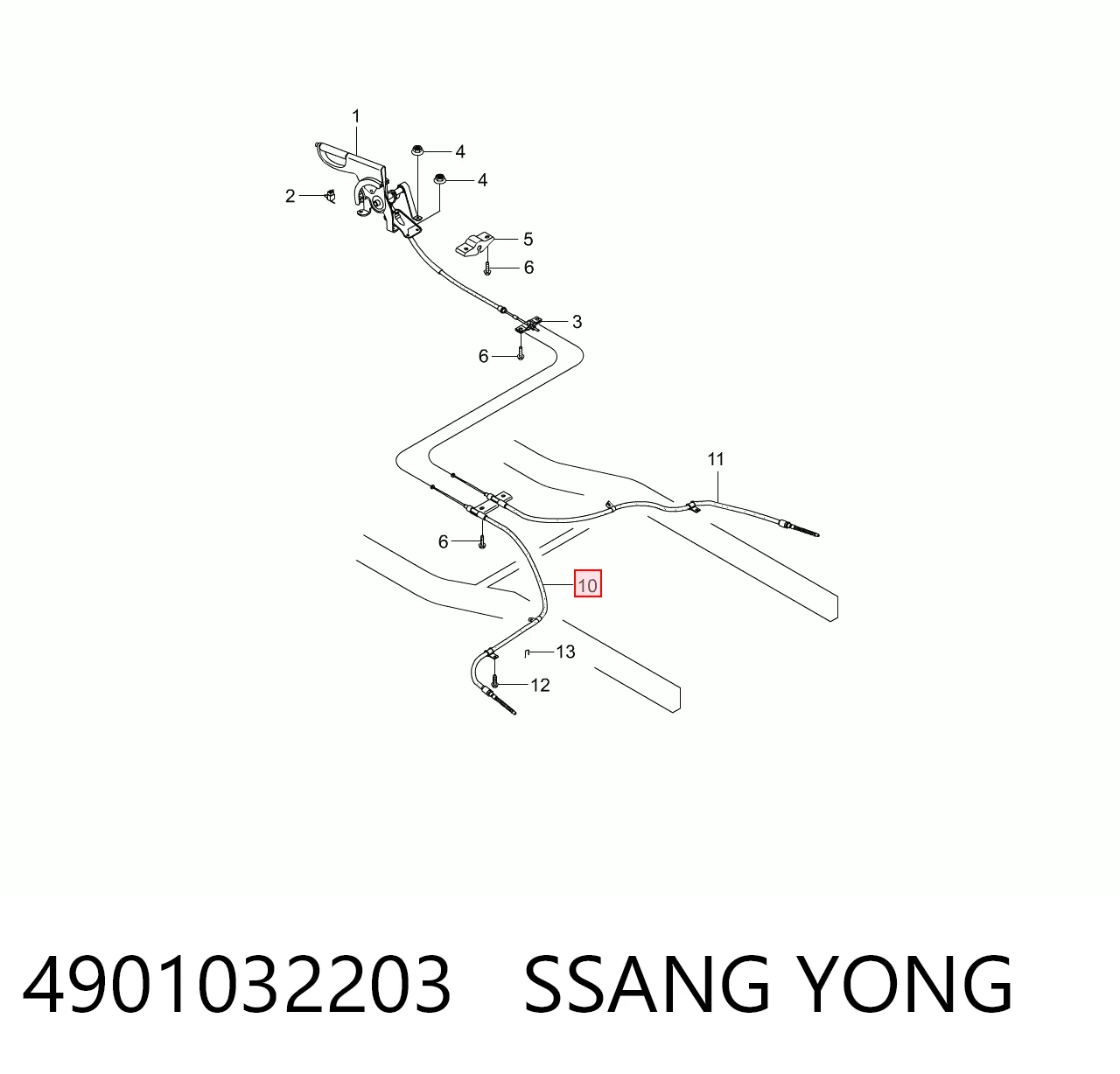 4901032203 Ssang Yong Трос ручного тормоза