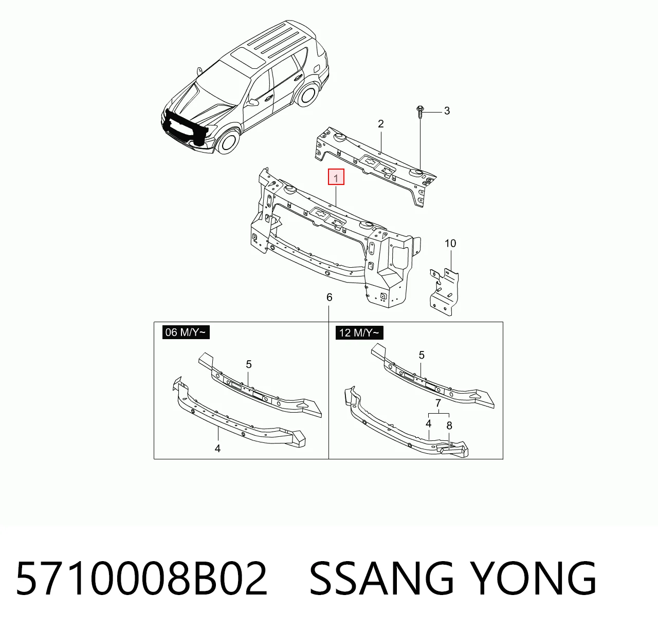 Панель передняя SsangYong Rexton I внедорожник (RJN) (2006 - 2012) цена, от 250.72 USD