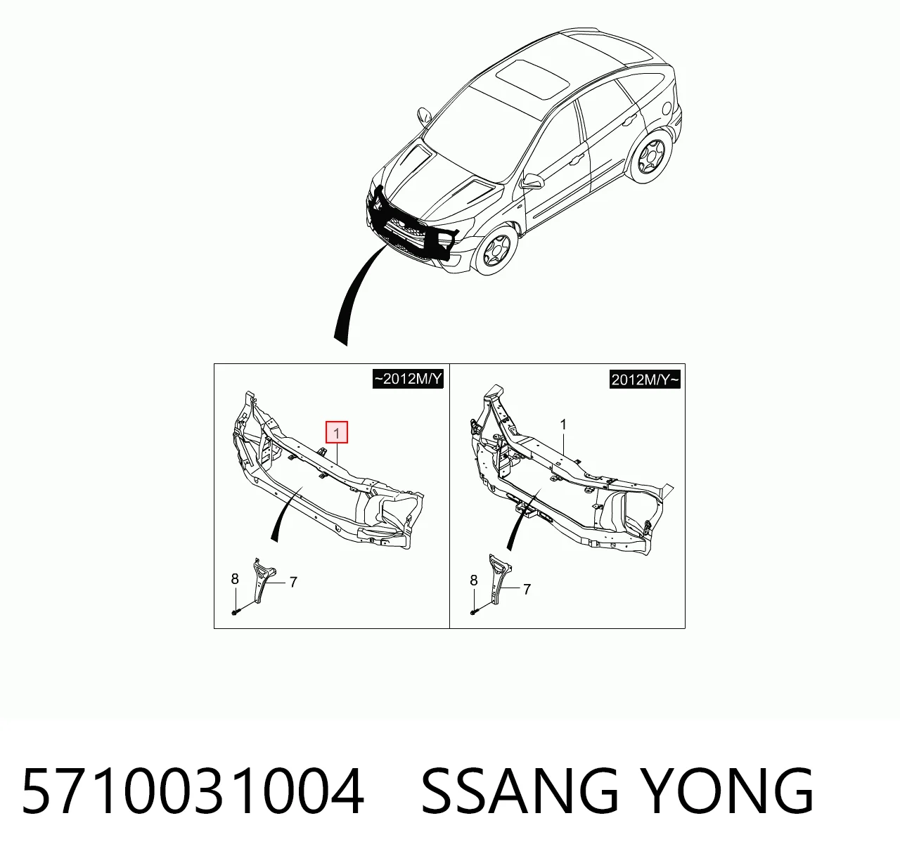Панель передняя SsangYong Actyon SPORTS пикап (QJ) (2006 - 2012) цена, от 79.28 USD