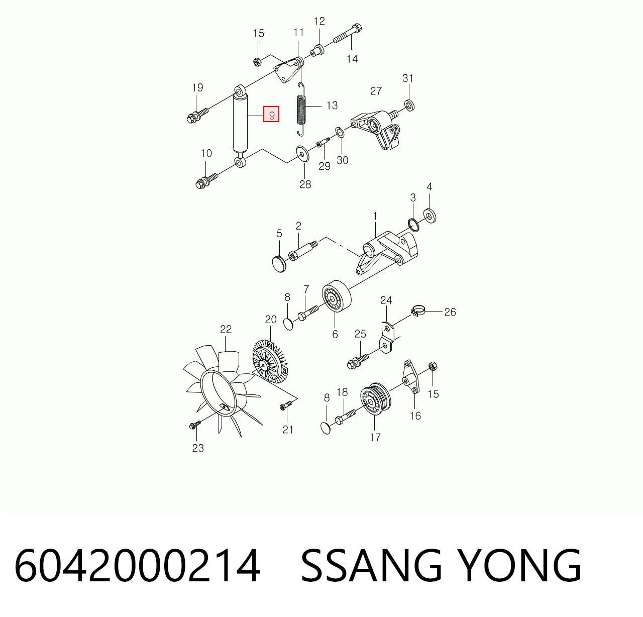 6042000214 Ssang Yong Амортизатор натяжителя ремня приводного