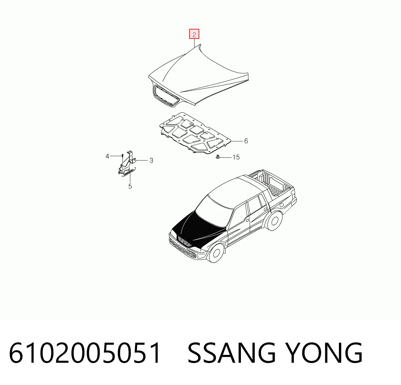 Капот на SsangYong Musso  FJ