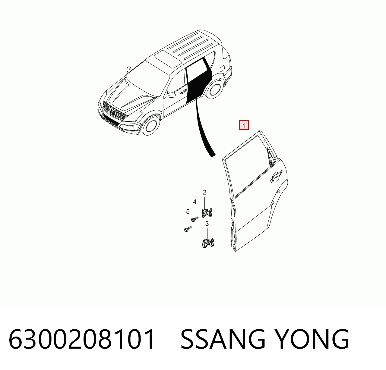 Дверь задняя, правая на SsangYong Rexton I RJ