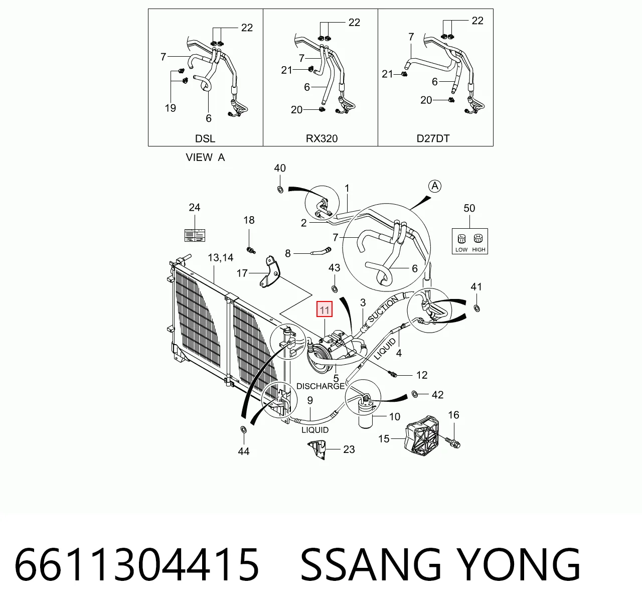 6611304415 Ssang Yong Компрессор хладагента