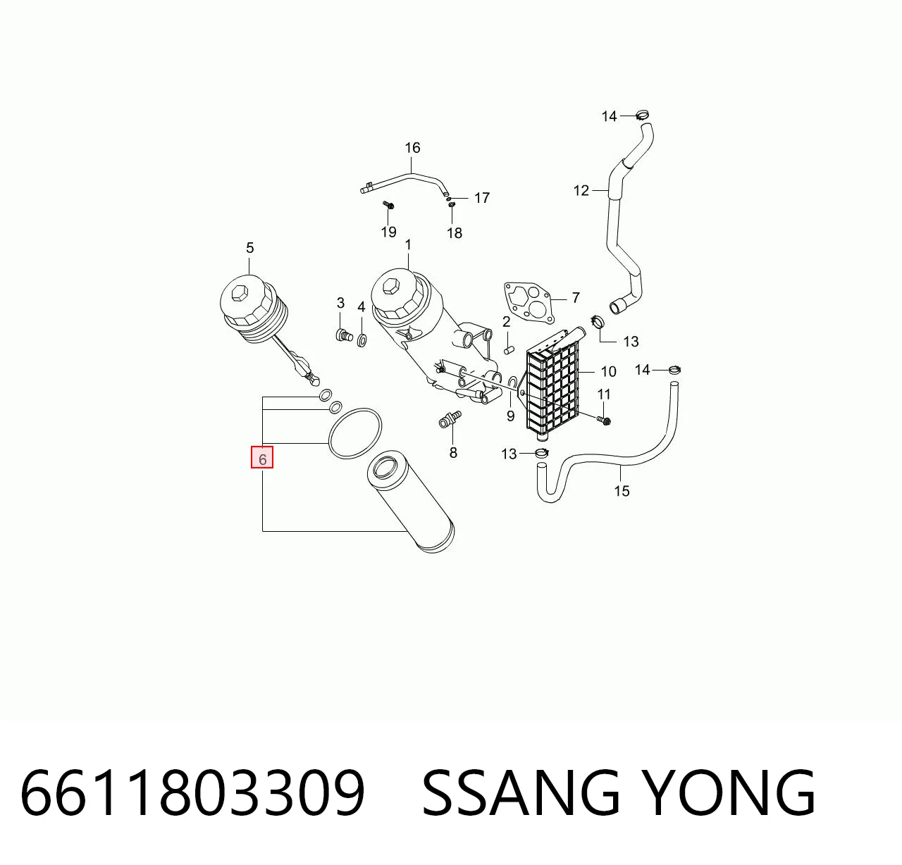 6611803309 Ssang Yong Масляный фильтр двигателя