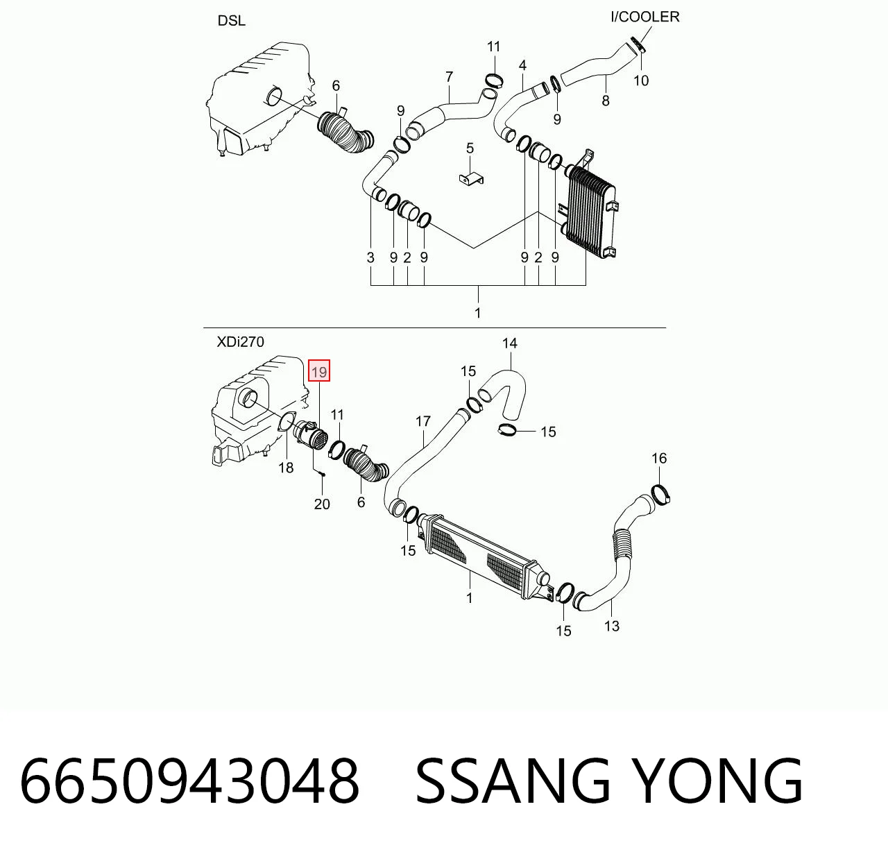 6650943048 Ssang Yong Датчик расхода воздуха