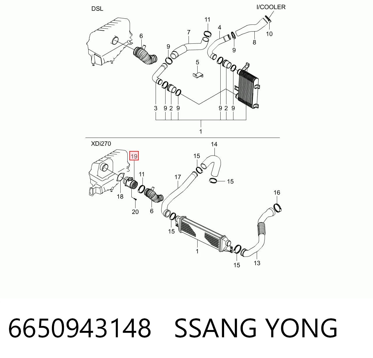 6650943148 Ssang Yong Датчик расхода воздуха