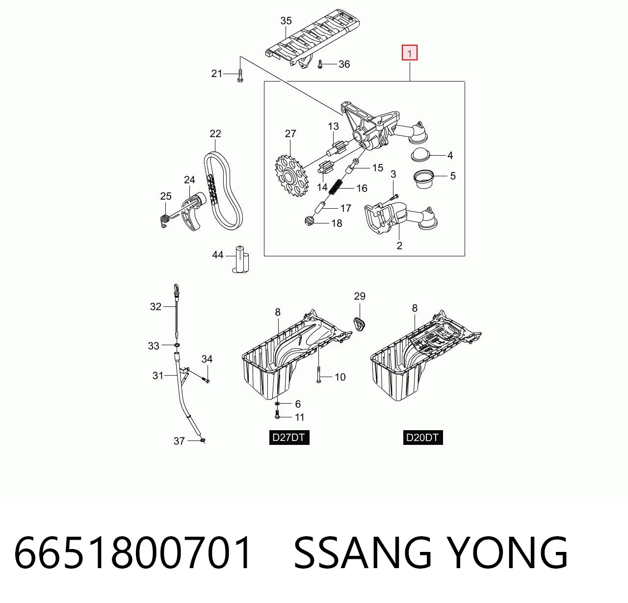 6651800701 Ssang Yong Масляный насос двигателя