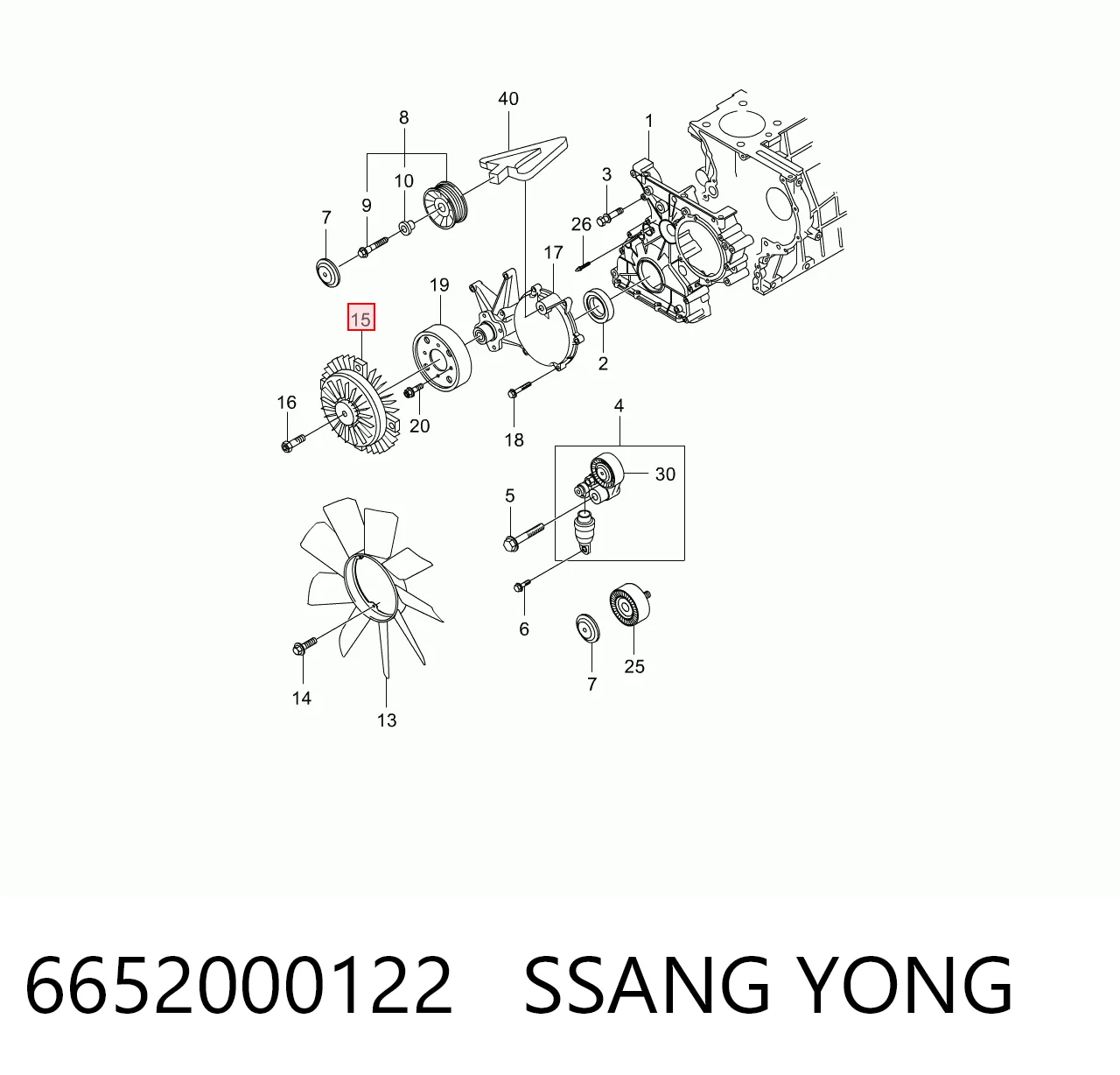 Гидромуфта привода вентилятора на SsangYong Actyon SPORTS QJ
