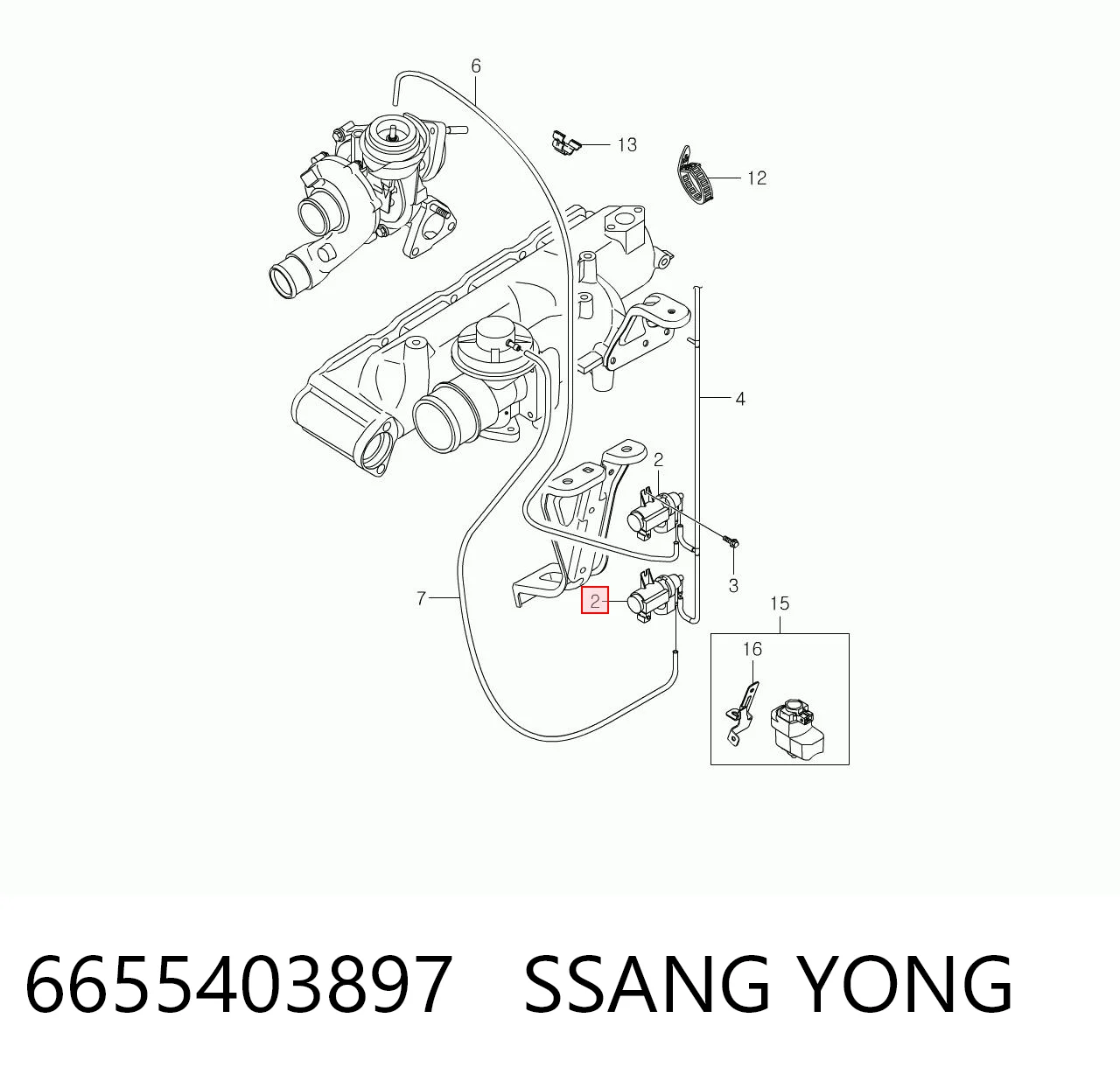 6655403897 Ssang Yong Клапан соленоид регулирования заслонки EGR