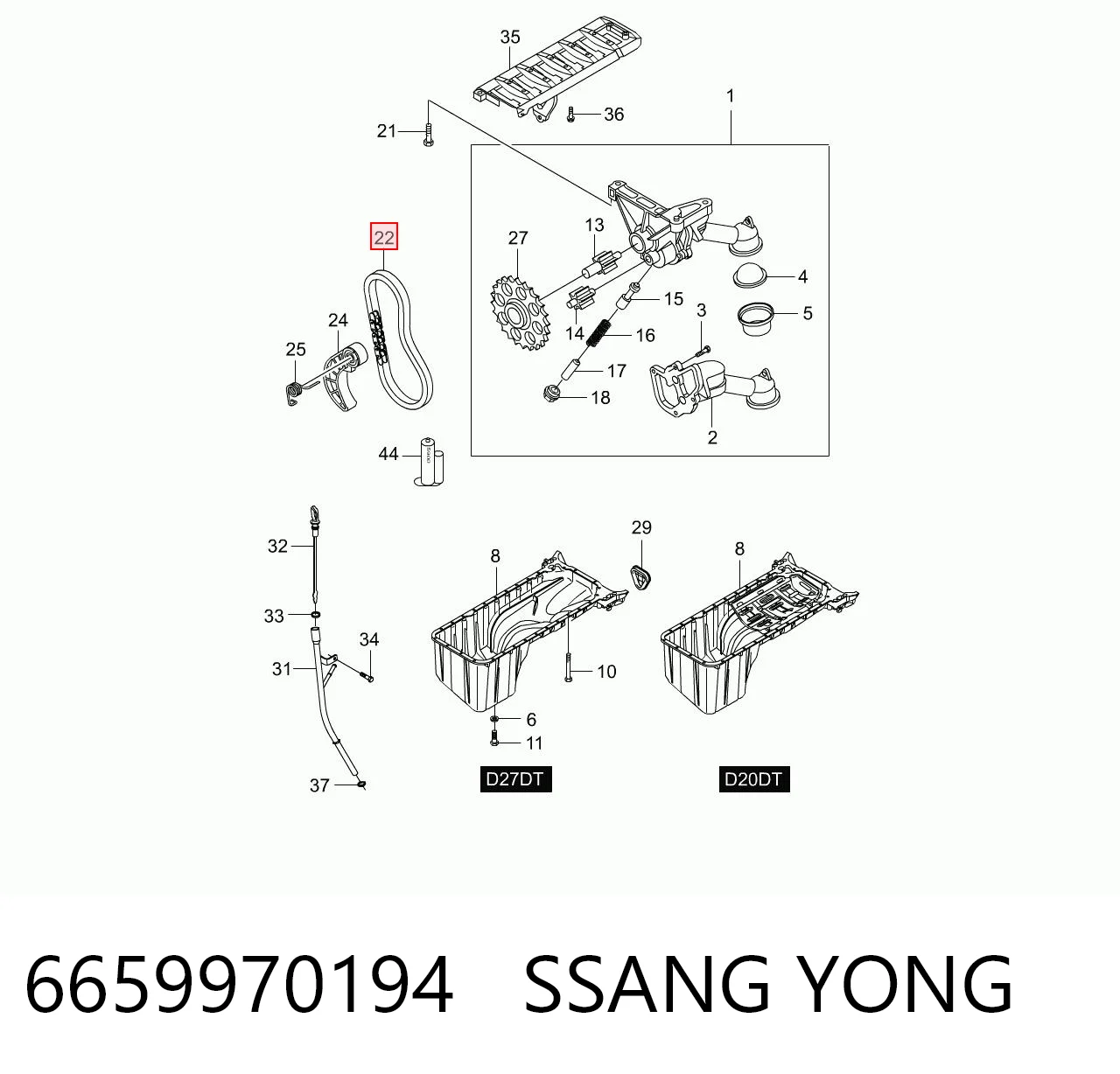 6659970194 Ssang Yong Цепь привода маслянного насоса
