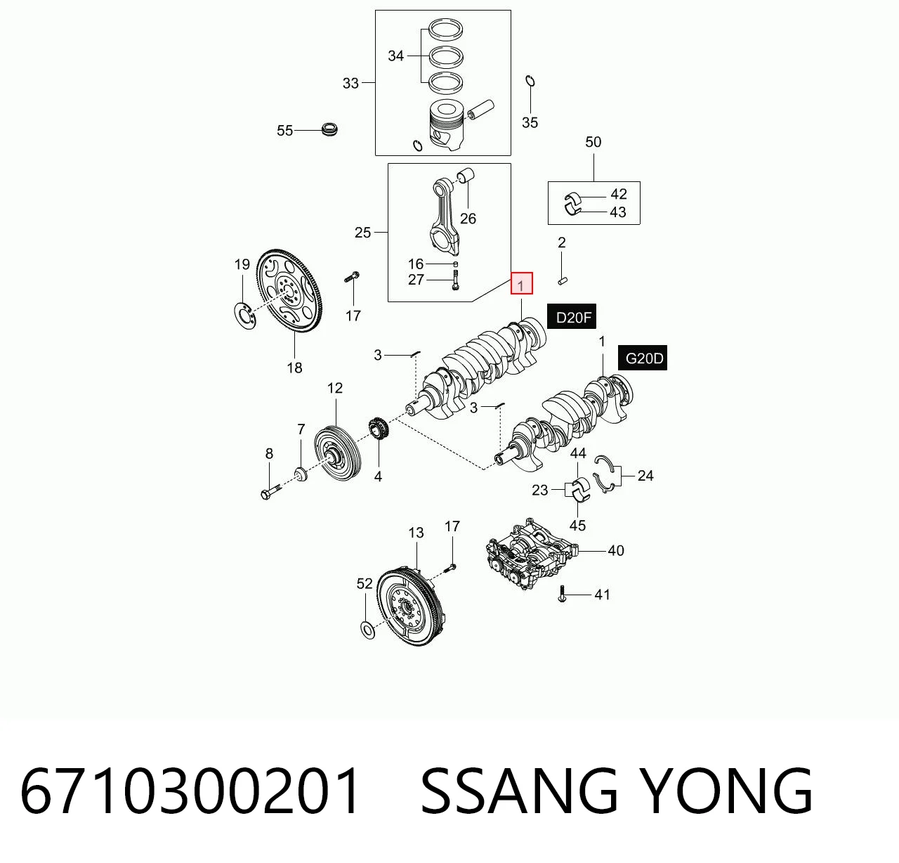6710300201 Ssang Yong Коленвал двигателя