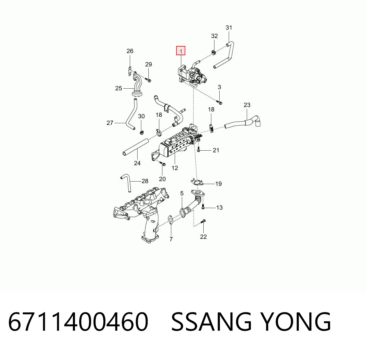 6711400460 Ssang Yong Клапан рециркуляции отработавших газов EGR