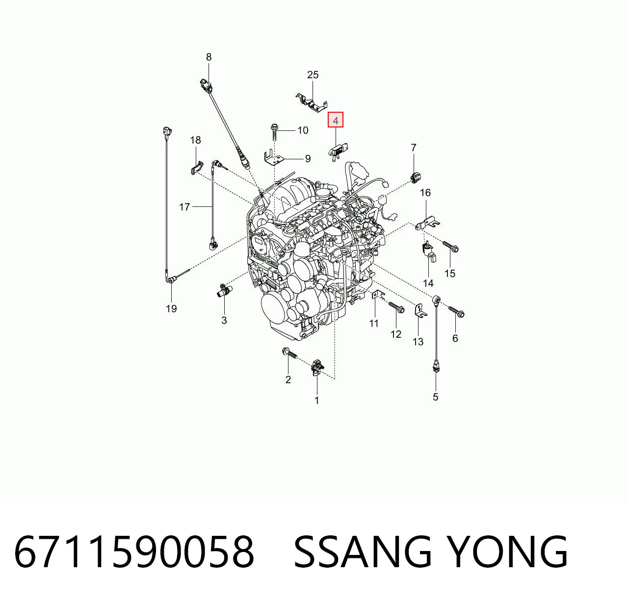 6711590058 Ssang Yong Датчик давления выхлопных газов
