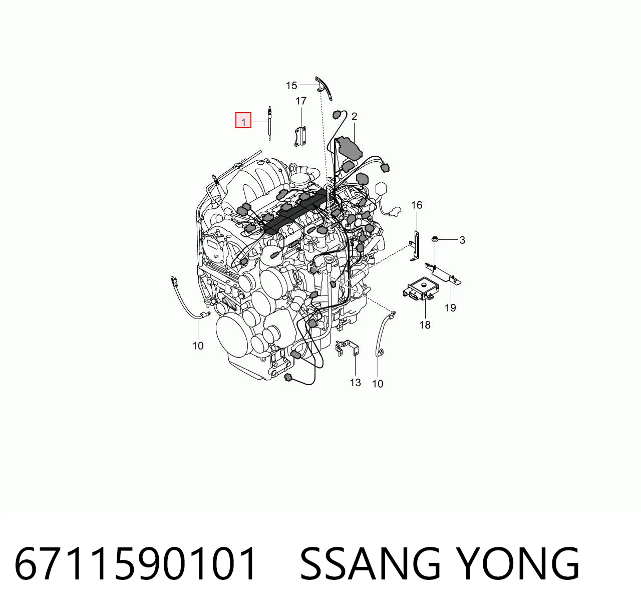 6711590101 Ssang Yong Свечи накаливания