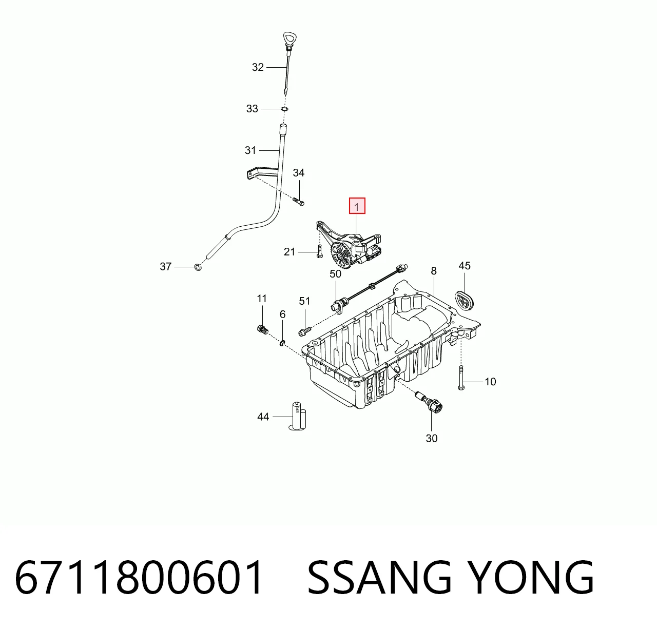 6711800601 Ssang Yong Масляный насос двигателя