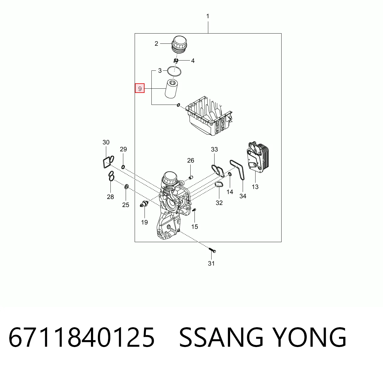 6711840125 Ssang Yong Масляный фильтр двигателя