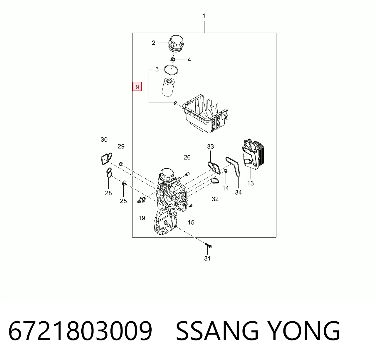 6721803009 Ssang Yong Масляный фильтр двигателя