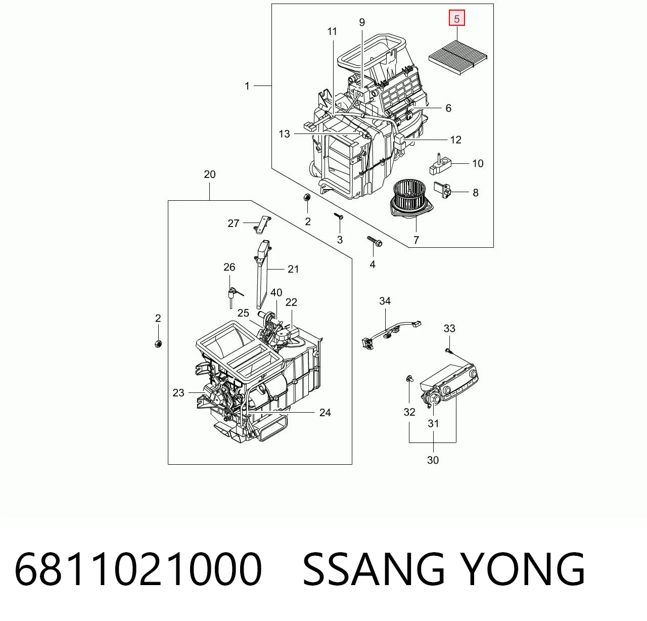 Фильтр салона SSANG YONG 6811021000