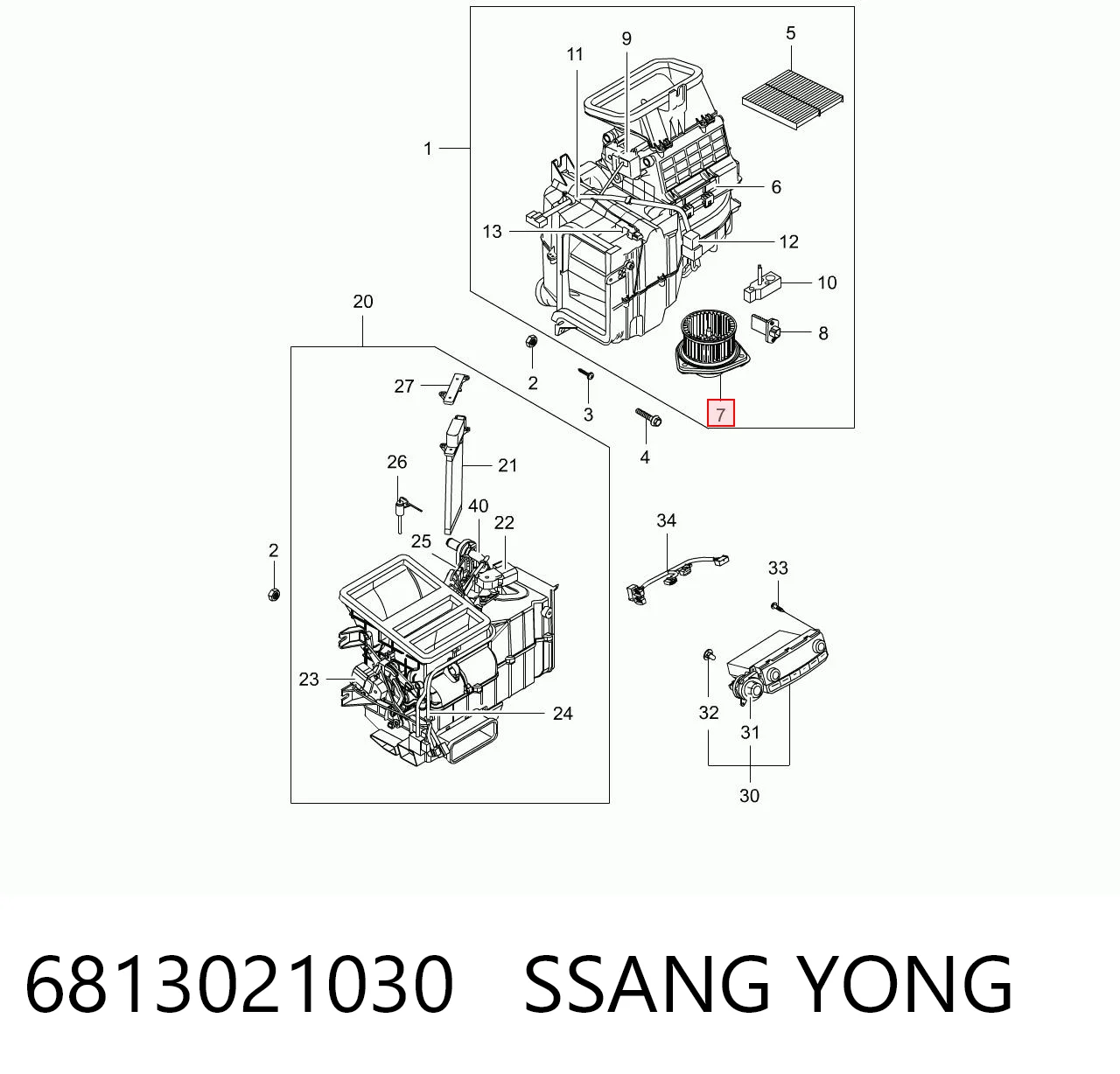 6813021030 Ssang Yong Электромотор печки