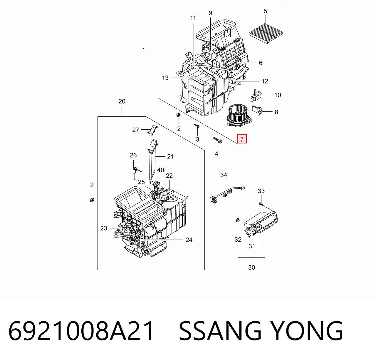 6921008A21 Ssang Yong Электромотор печки