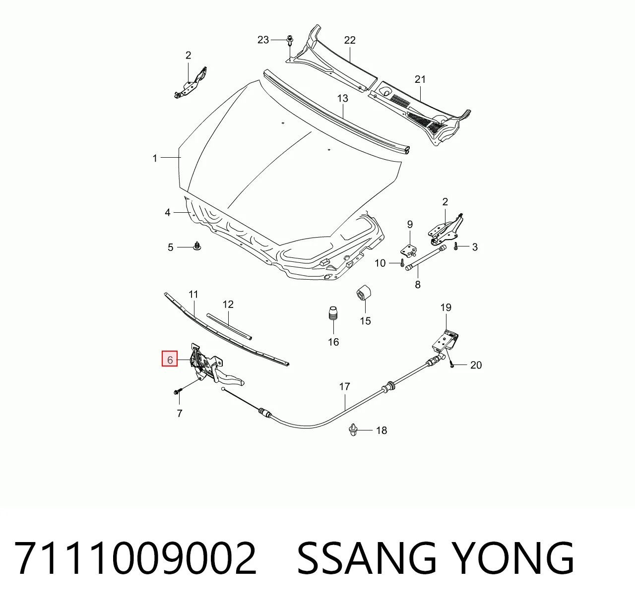 Замок капота SsangYong Kyron внедорожник (2005 - 2007) цена, от 11.40 USD
