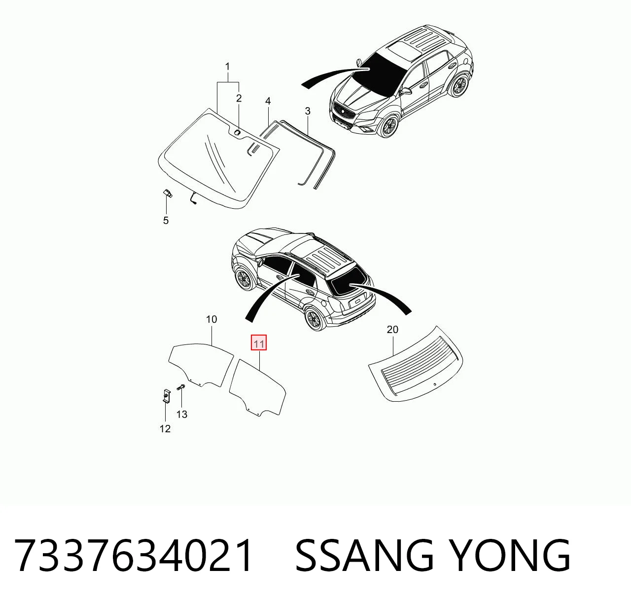 GS6610D303 XYG Стекло двери задней левой