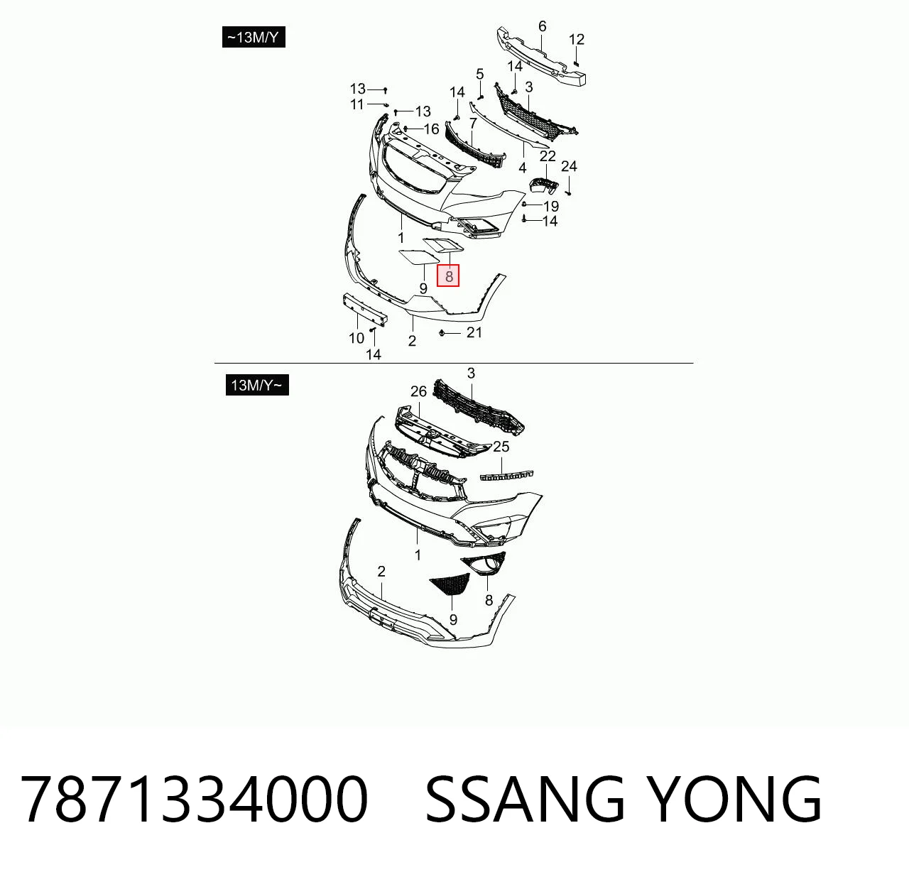 7871334000 Ssang Yong Оправа противотуманки