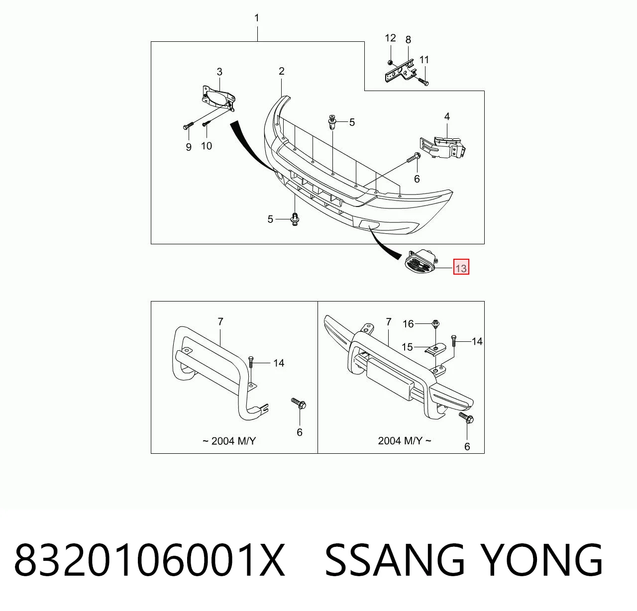 Фара противотуманная левая SsangYong Korando KJ