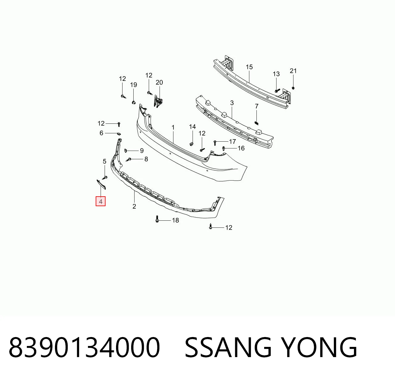 8390134000 Ssang Yong Левый катафот бампера