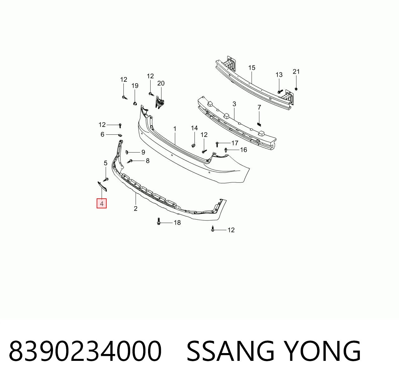 8390234000 Ssang Yong Правый катафот бампера