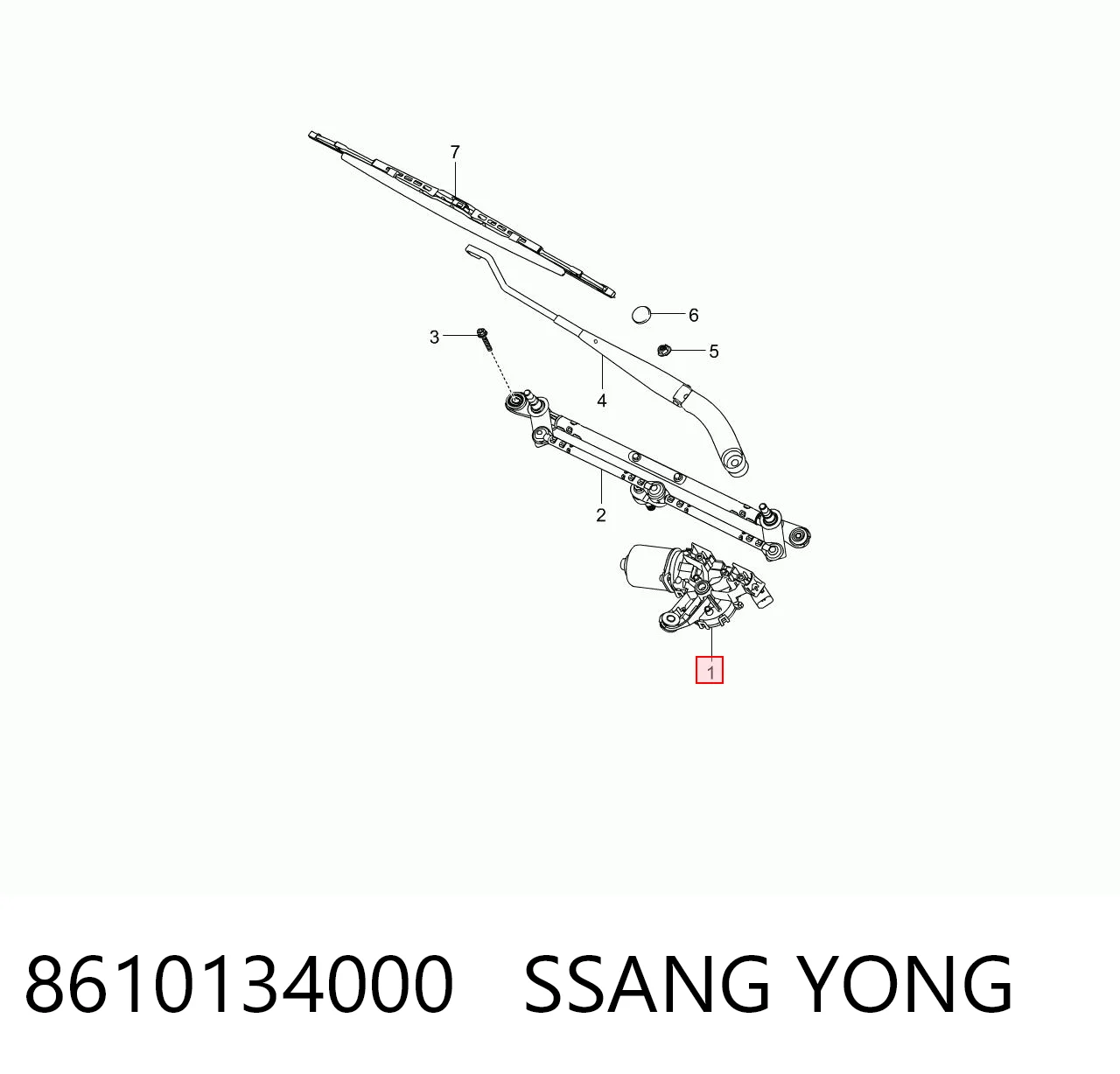 8610134000 Ssang Yong Мотор стеклоочистителя передний