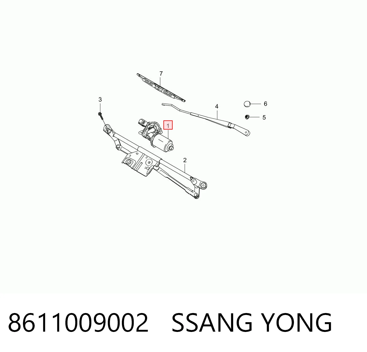 8611009002 Ssang Yong Мотор стеклоочистителя передний