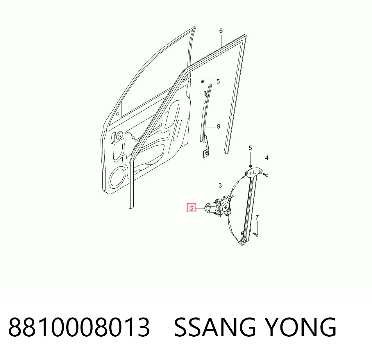 8810008013 Ssang Yong Мотор стеклоподъемника двери передней правой