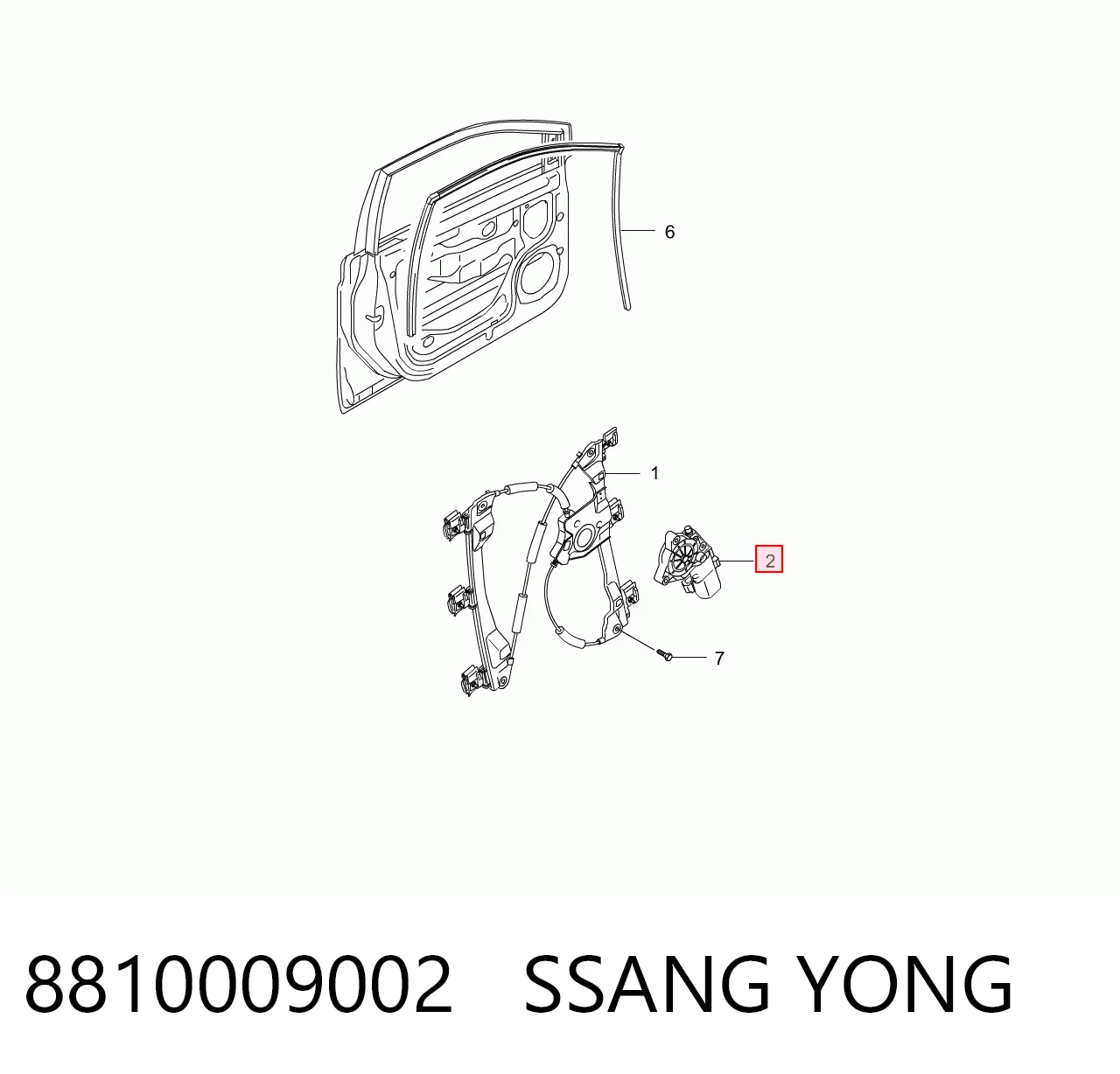 8810009002 Ssang Yong Механизм стеклоподъемника передней левой двери
