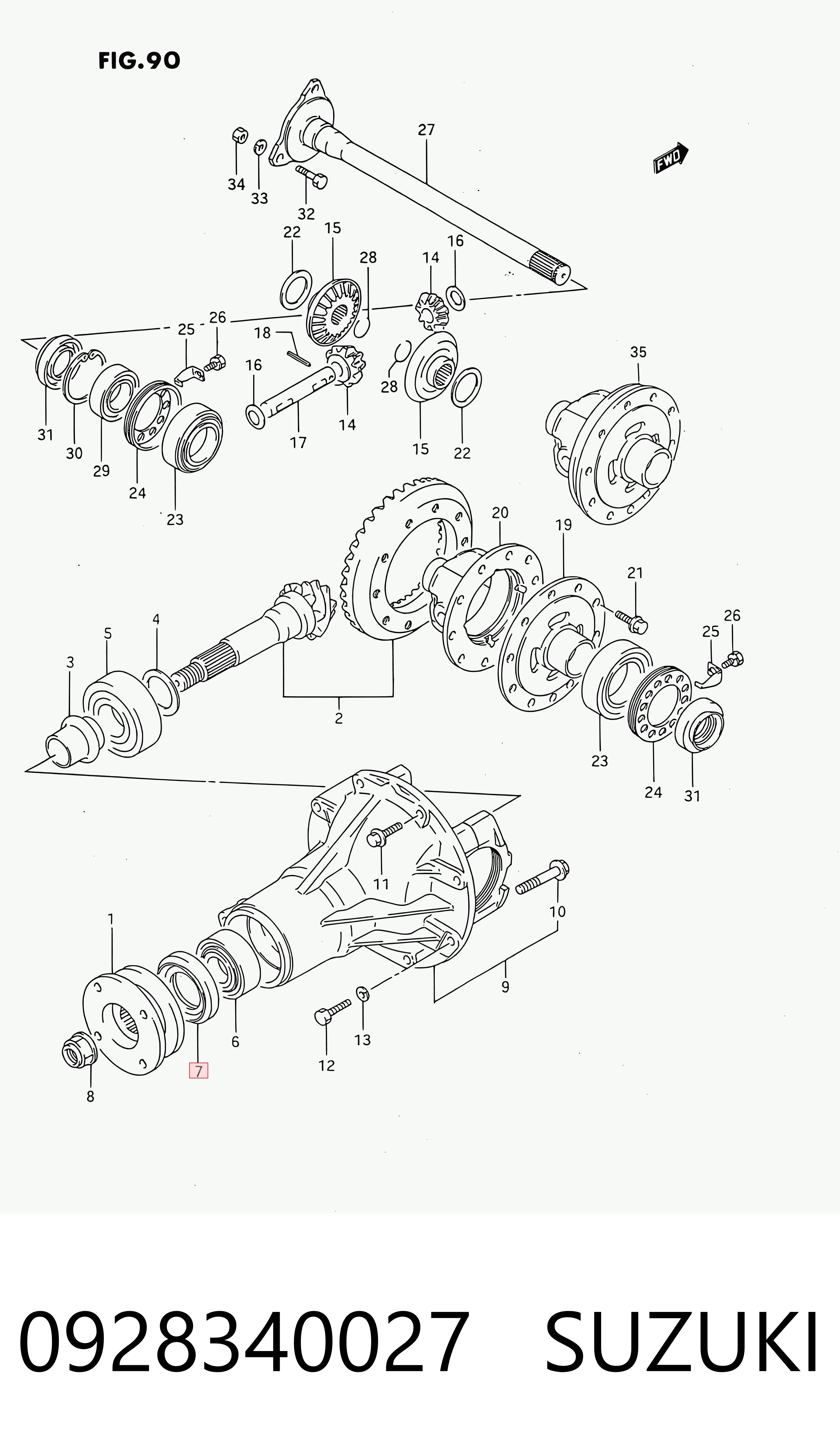 0928340027 Suzuki Сальник заднего хвостовика редуктора 
