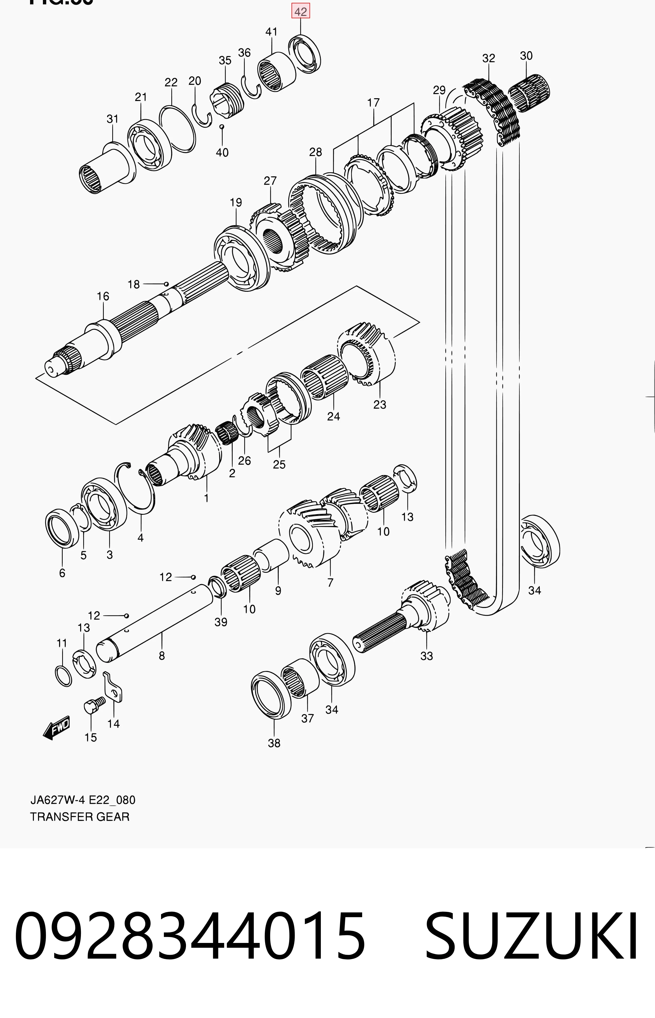 0928344015 Suzuki Сальник раздаточной коробки, задний, выходной